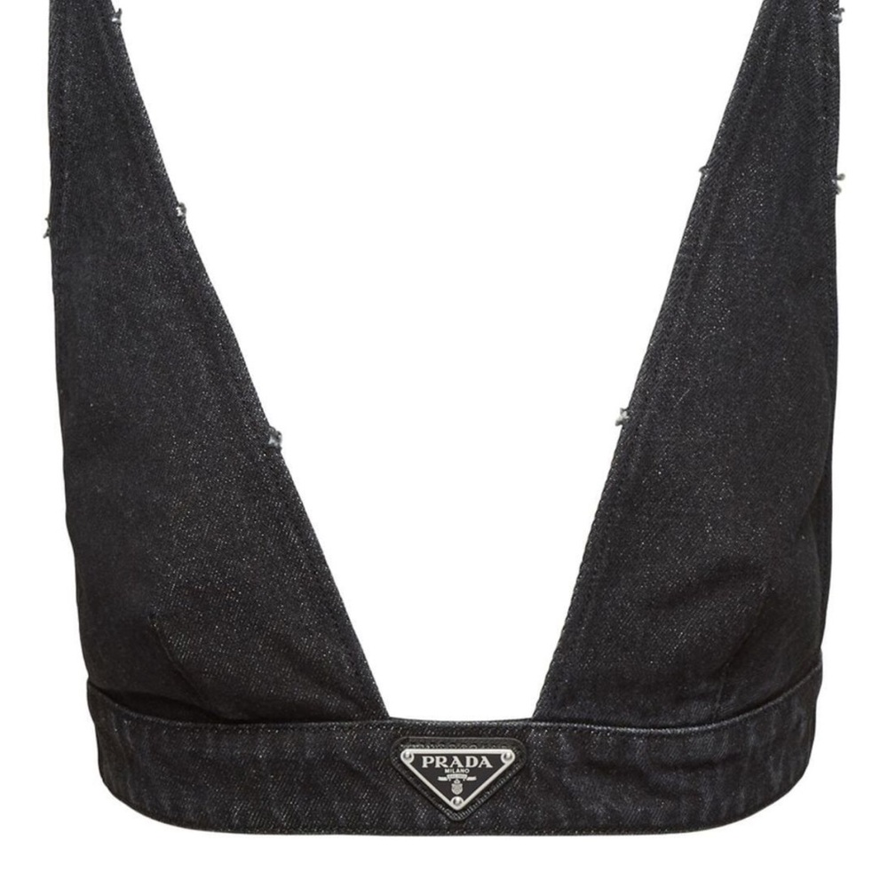 Prada Denim V-Neck Bralette